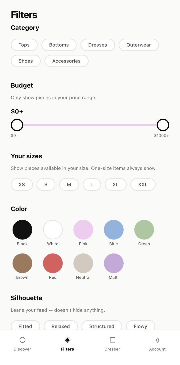 Loupe filters: category, budget, size, color